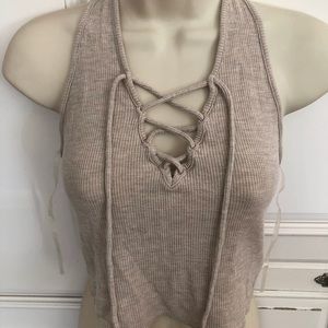 Halter lace up crop top